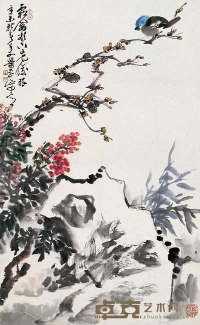 萧平 1991年作 霜禽图 立轴 83×51cm